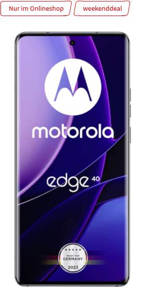 O2 Telefonica Netz: Motorola Edge 40 256GB im Allnet/SMS Flat 12GB LTE für 14,99€/Monat, 29,99€ Zuzahlung, 40€ Shoop Cashback