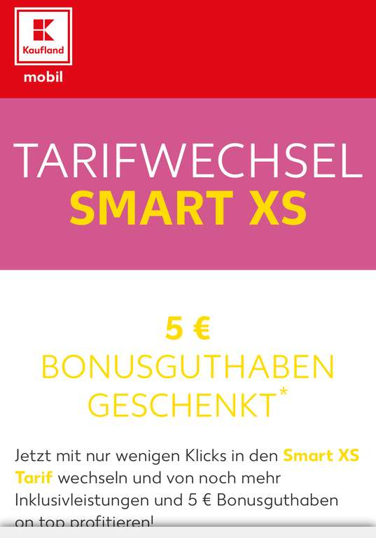 Kaufland Mobil Prepaid Telekom Netz TARIFWECHSEL SMART XS 5€ geschenkt