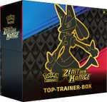 Pokemon TCG: Zenit der Könige Top-Trainer Box | 10 Booster, 65 Kartenhüllen mit Lucario-Print, holografische Lucario Promokarte & mehr