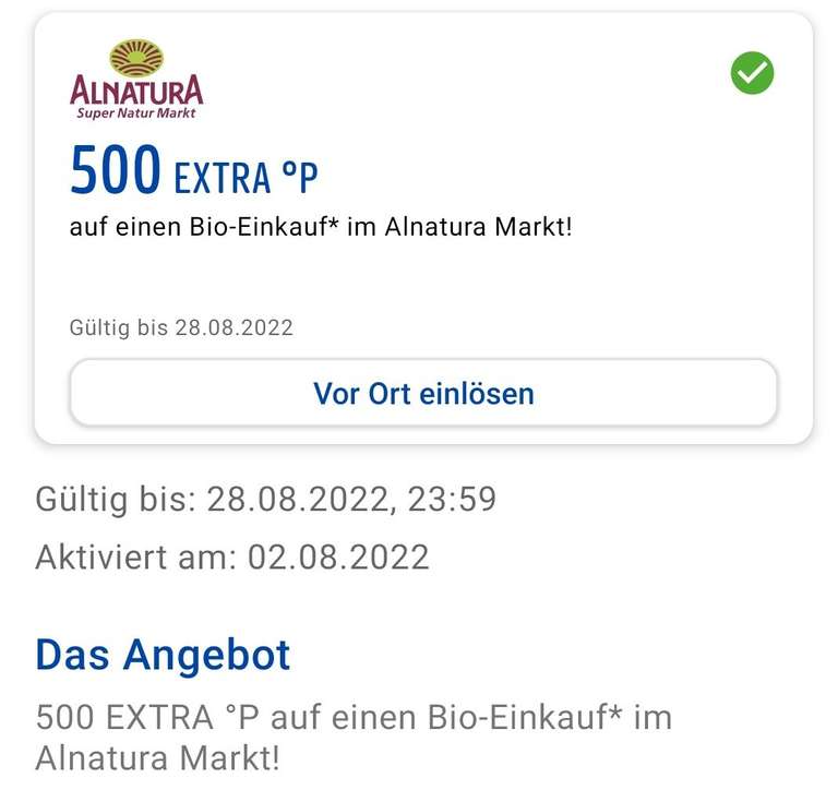 Payback: 500 extra Punkte für einen Bio Einkauf bei Alnatura - Freebie möglich | personalisiert