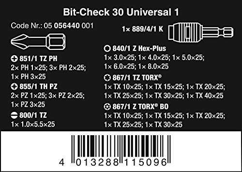 Wera Bit-Check 30 Universal mit Rapidator Amazon prime