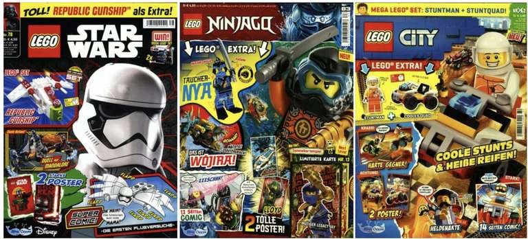 LEGO Magazine (mit Extras) im Jahresabo mit 46,67% Rabatt: LEGO Ninjago für 34,66 € - LEGO City und LEGO Star Wars für 32 €