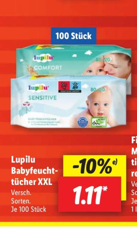 Kids Babyfeuchttücher Lupilu XXL 100 Feuchttücher mydealz Lidl offline Family | Stück