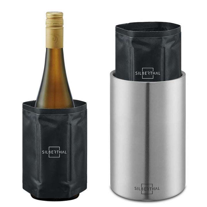 Weinkühler mit 2 Manschetten von Silberthal - Doppelwandiger Edelstahl - ideal für alle Flaschen