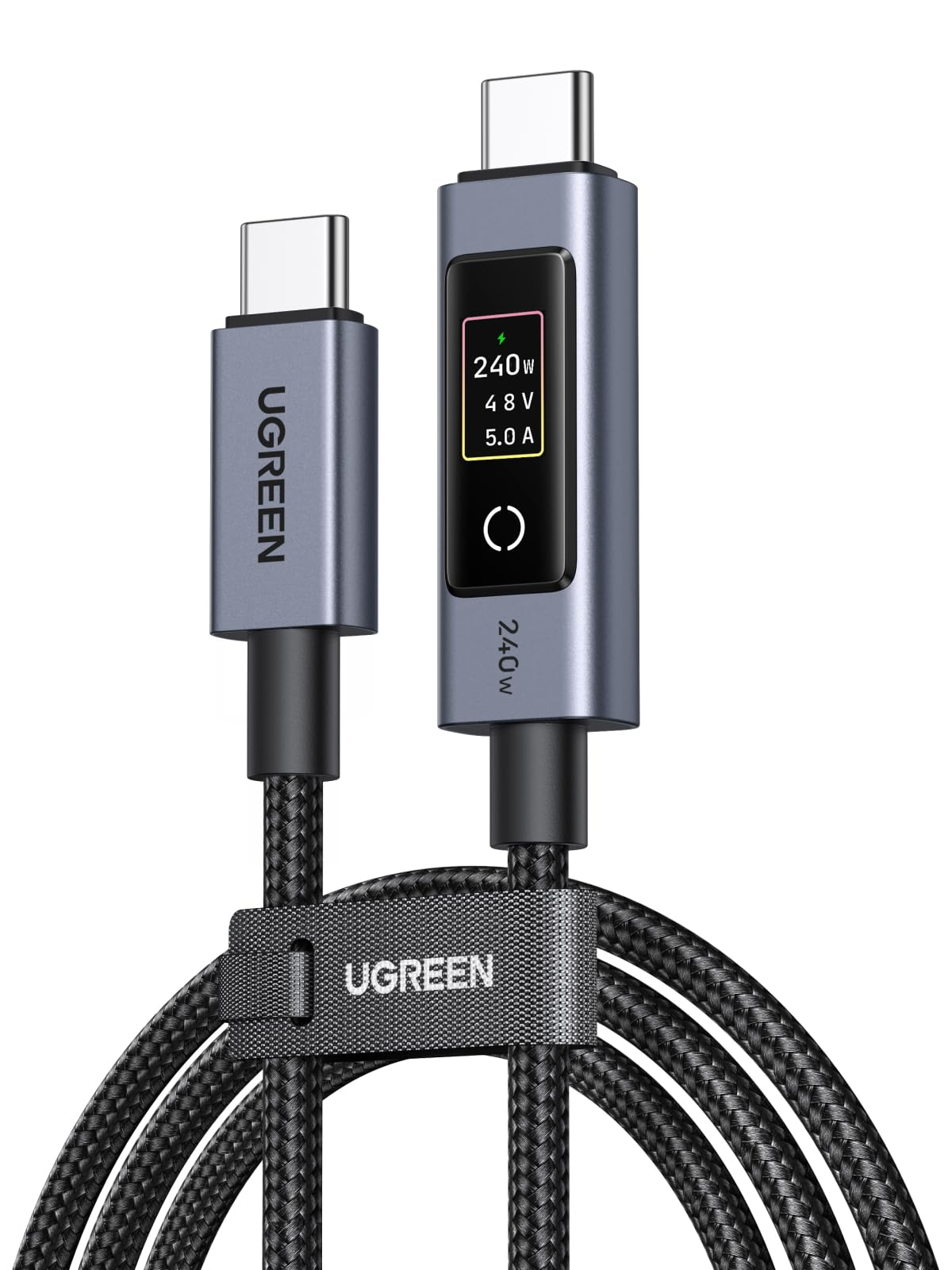 UGREEN Nexode 240W 1 Meter USB-C Kabel mit TFT-Display, Echtzeit-Leistungsanzeige, PD 3.1, 480 Mbps | Prime