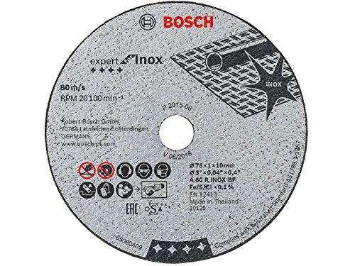 Bosch Pro 5x Trennscheibe Expert for Inox 76 x 10 x 1 mm, z.B. für Winkelschleifer GWS 12V-76 [Prime]