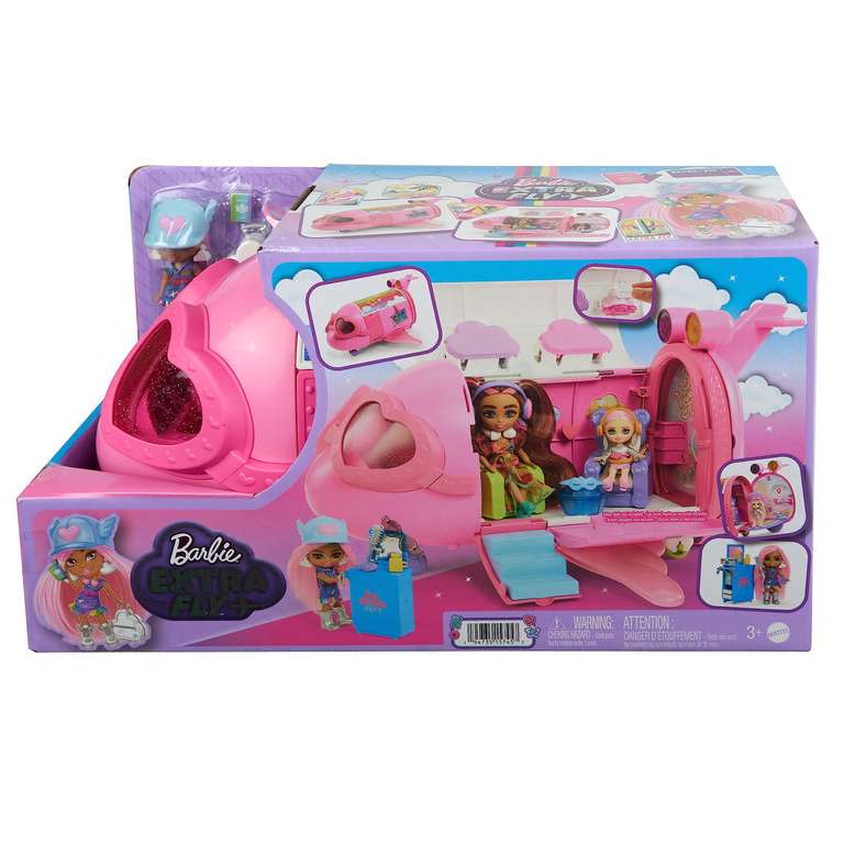 [Prime] Barbie Extra Fly - Luxuriöses pinkes Flugzeug mit Mini Puppe und 15 Zubehörteilen