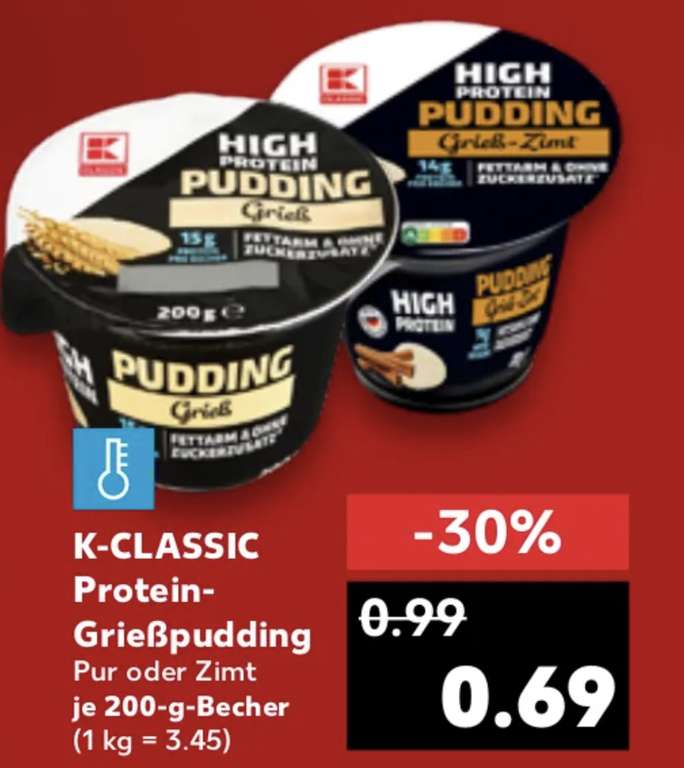 K-Classic high Protein Pudding 0,69€ statt 0,99€