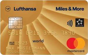 [Miles & More] Goldene Kreditkarte (Mastercard) mit 20.000 Meilen Willkommensbonus + 2 Business Lounge Voucher (11,50€/Monat)