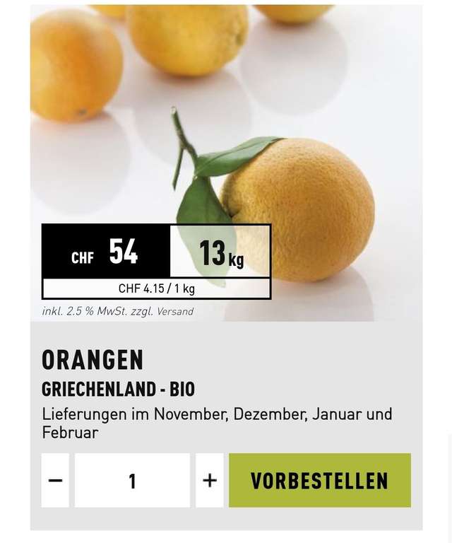 (LOKAL Schweiz) Gebana - 13kg Bio Orangen für 9 CHF