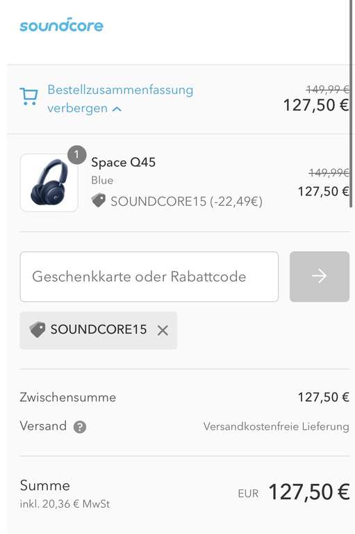 Anker Soundcore Space Q45 Bluetooth-Kopfhörer (blau)
