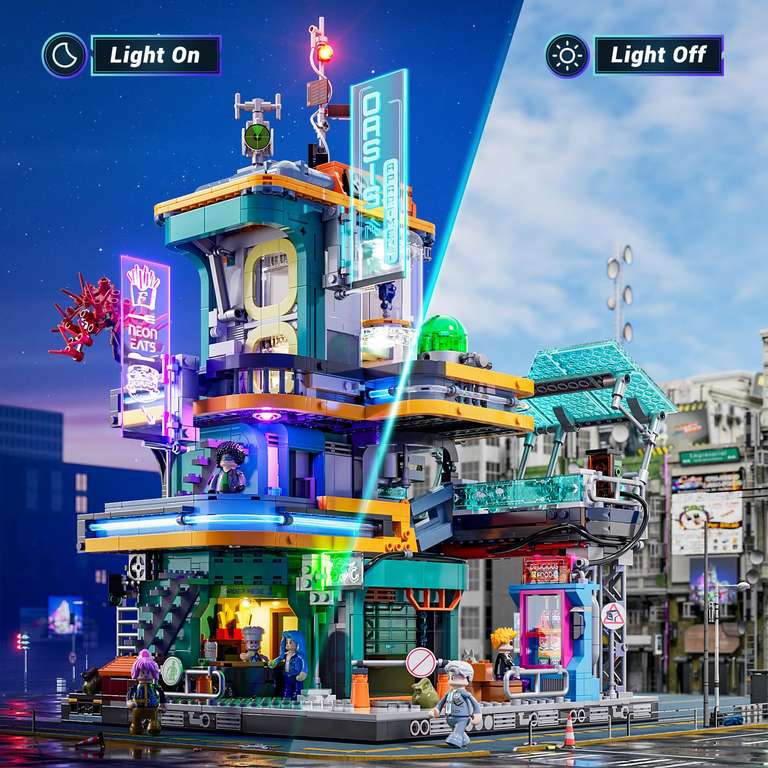 Set Di Mattoncini Illuminati Cyberpunk Mansion - 2524 Pezzi Set Di