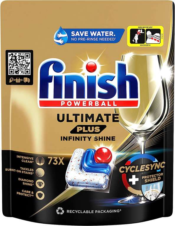 [Amazon Spar-Abo] 15 % Rabatt auf verschiedene Finish Spülmaschinentabs - z.B. 73 Finish Ultimate Plus Infinity Shine Spülmaschinentabs