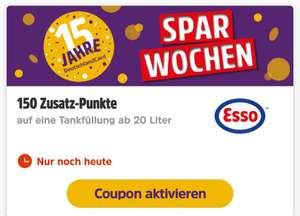 [Esso / Deutschlandcard] 150 Deutschlandcard Extra-Punkte beim Tanken von mind. von 20 Litern (wohl mit x-fach Punktecoupons kombinierbar)