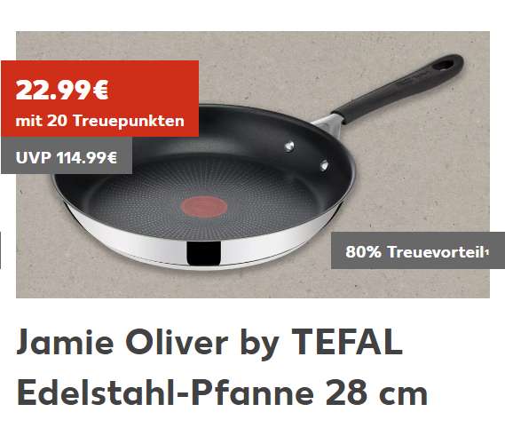 [Kaufland] Treueaktion Jamie Oliver by TEFAL, z.B. Edelstahl-Pfanne 28 cm für 22,99€ (und weitere Pfannen, Messer, Töpfe & Küchengeräte)