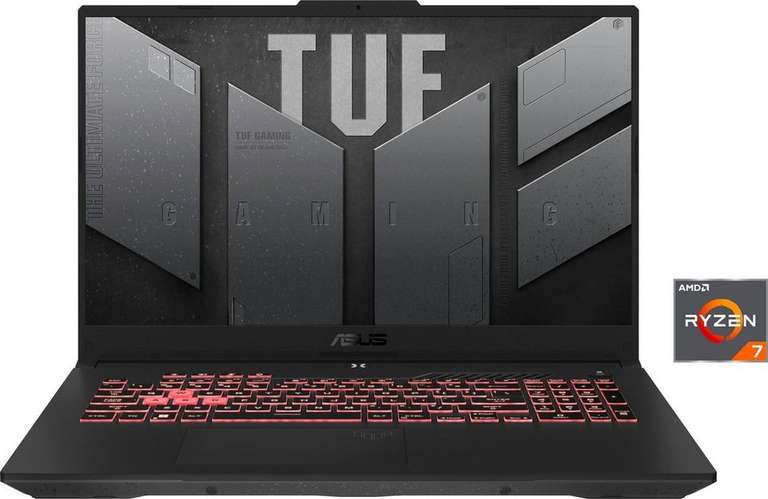 Asus TUF Gaming TUF Gaming A17 FA707RW-HX003W Gaming-Notebook 17,3 Zoll AMD Ryzen 7 6800H, GeForce RTX 3070 Ti, 1000 GB SSD, Windows 11
