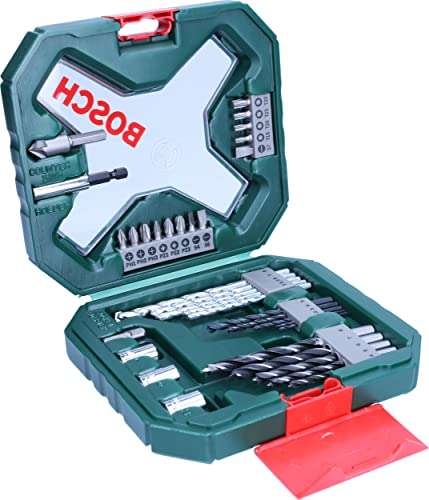 Bosch 34tlg. X-Line Classic Schrauber und Bohrer Set (Holz, Stein und Metall, Zubehör Bohrmaschine), ‎Silber/Schwarz (Prime)