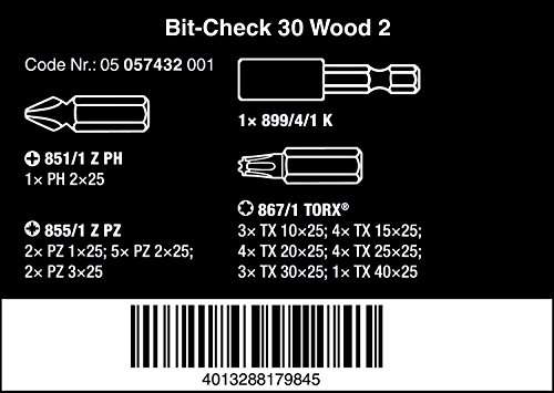 Wera Bit-Sortiment, Bit-Check 30 Wood 2, 30-teilig, für 12,28€ (Prime)