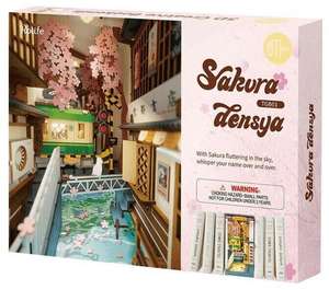 Rolife Sakura Densya - (340 Teile, LED-Beleuchtung) Dekoration; weitere Book Nook: Sunshine Town, Bookstore, Magic House, Garden House