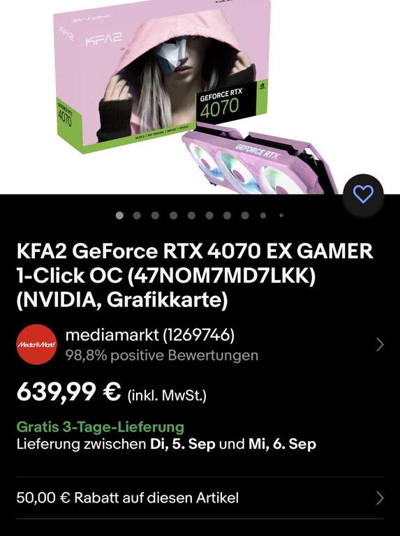 KFA2 GeForce RTX4070 EX GAMER 1-Click OC
