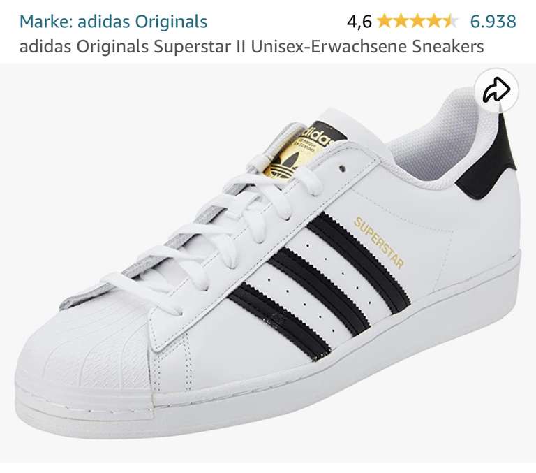 Adidas Superstar für 50€ (Gr. 38)