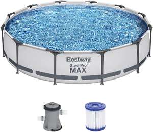 Bestway Steel Pro MAX Frame Pool-Set 56416, rund, 366 x 76cm, lichtgrau, 6.473 Liter, inkl. Filterpumpe + Filterkartusche (voelkner.de)