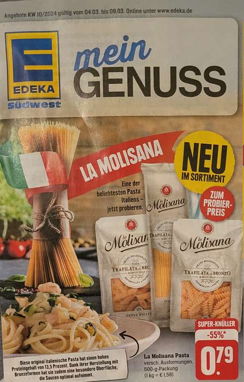 [Edeka Südwest] La Molisana Pasta Nudeln zum Probierpreis