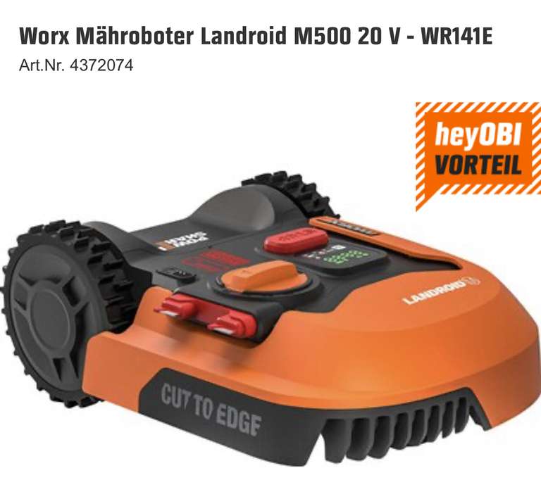 (OFFLINE Bundesweit Bauhaus Tiefpreisgarantie) Mähroboter Worx M500