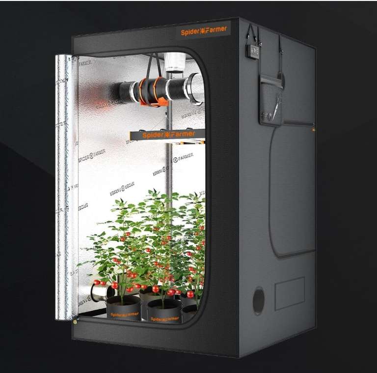 Spider Farmer Growbox Komplettset SF1000 | 60x60x140cm | LED | 100 Watt | Indoor Cannabis ab 01.04.2024 | "Wir sind Bubatz"