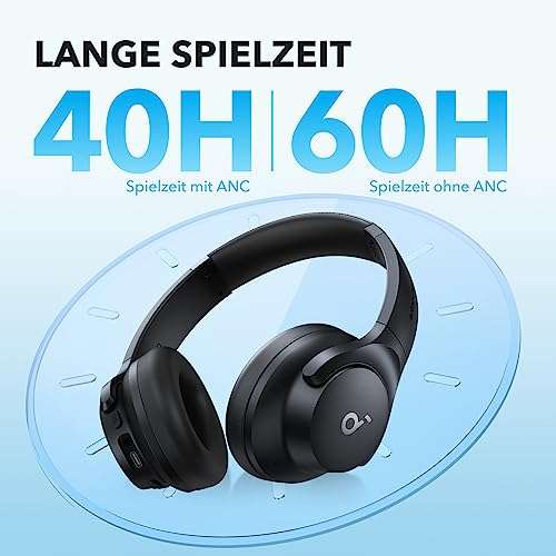 Soundcore Q20i kabelloser Bluetooth Over-Ear-Kopfhörer mit Hybrid ANC, 40h Spielzeit im ANC-Modus, Hi-Res Audio, Personalisierung per App
