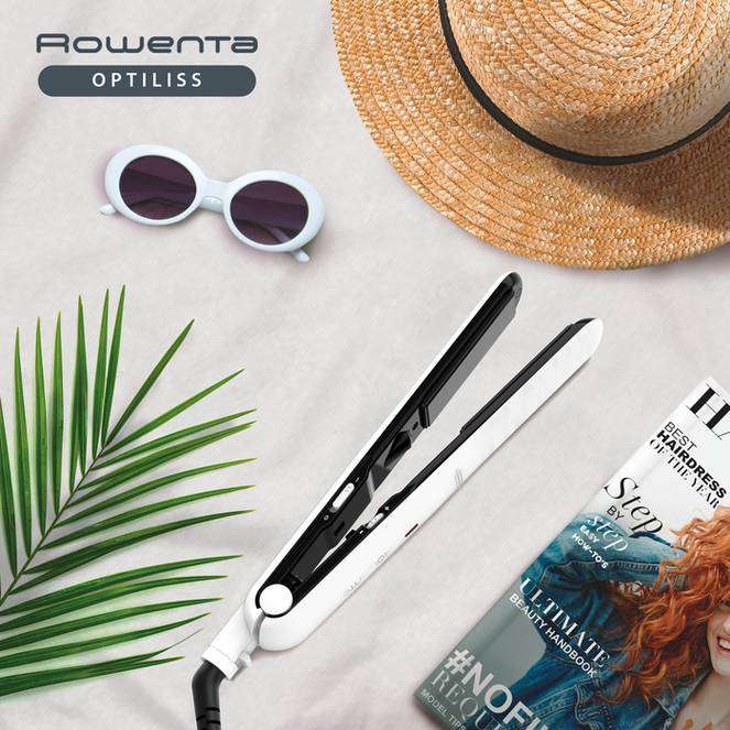 [Prime] Rowenta SF3210 Optiliss Haarglätter Glätteisen | 10 Temperaturen bis zu 230 °C | Aufheizung in 30s | Verriegelungssystem | Weiß