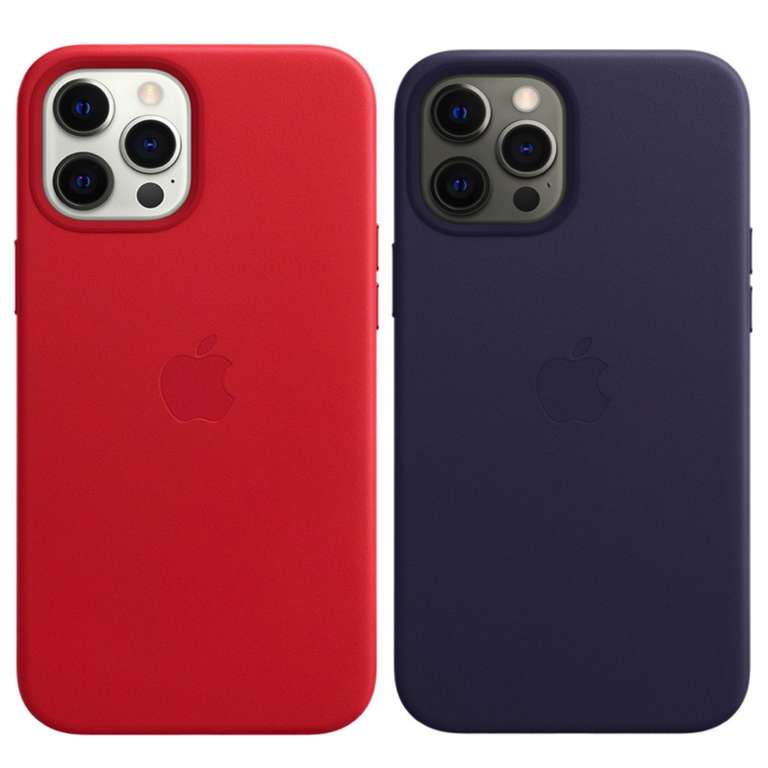 Apple Leder Case mit MagSafe für das iPhone 12 Pro Max in Red (MHKJ3ZM/A) oder Deep Violet (MJYT3ZM/A)