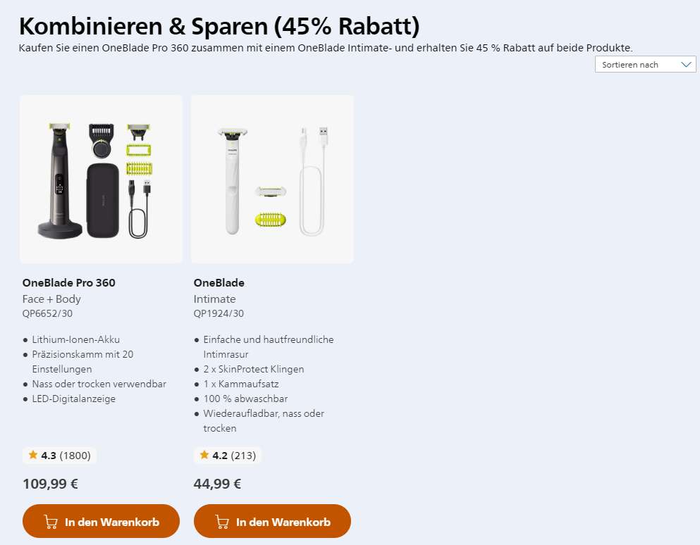 Philips QP1924/30 OneBlade Intimate Ab € 40,49 (2025) | Preisvergleich