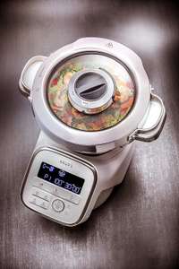 Krups HP60A1 iPrep & Cook XL Küchenmaschine mit Kochfunktion | 1550 Watt | 3 l Edelstahlschüssel | 10 Programme | Bluetooth