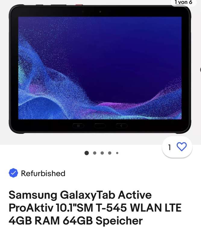 (Refurbished) Samsung GalaxyTab Active ProAktiv 10.1"SM T-545 WLAN LTE 4GB RAM 64GB Speicher, Tablet