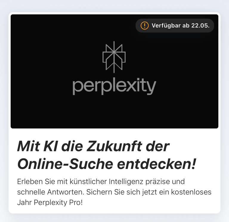 Ein Jahr Perplexity Pro KI im Wert von 200€ bis 16.06 bei Magenta Moments (nur über Magenta iOS App verfügbar)