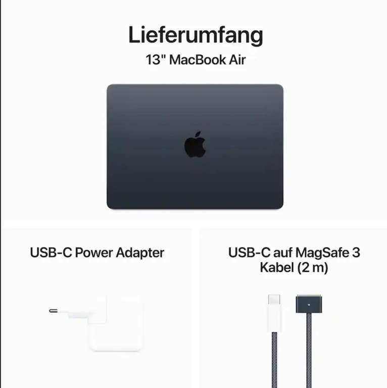 Apple MacBook Air 13,6" M3 Mitternacht, 8GB RAM, 256GB SSD bei Notebooksbilliger.de mit Amazon Pay: