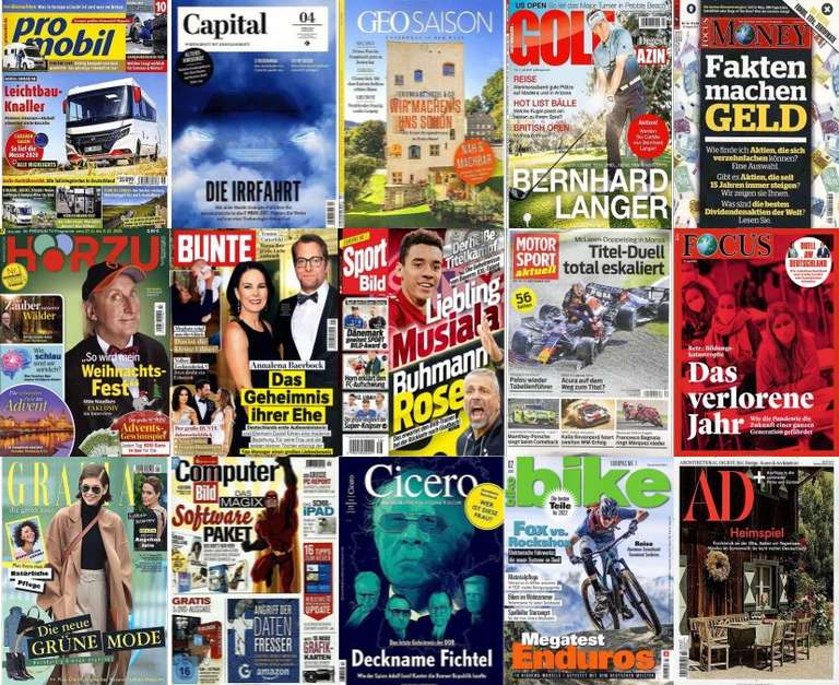 60 Zeitschriftenabos mit bis zu 99% Rabatt (mind. 50%) | Halb- & Jahresabos als Printheft oder Digitalausgabe aus verschiedenen Bereichen