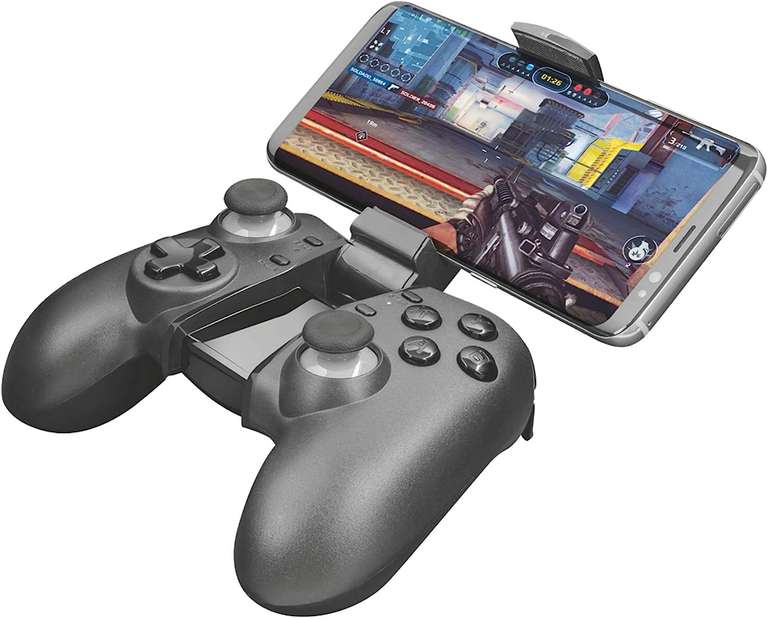 Trust Gaming GXT 590 Bosi Bluetooth Controller (Wireless, Aufladbare Batterie, mit Smartphone Halterung, 13 Tasten & 2 Joysticks)