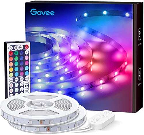Govee H6191 LED-Leuchtstreifen 20m (2x 10m, Fernbedienung, 20 Farben & 6 Modi, dimmbar, inkl. EU-Steckernetzteil & 20 Halteklammern)