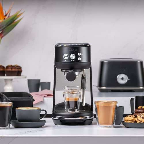 [Amazon] Sage Appliances the Bambino Siebträger Espressomaschine, SES450BTR, Schwarzer Trüffel