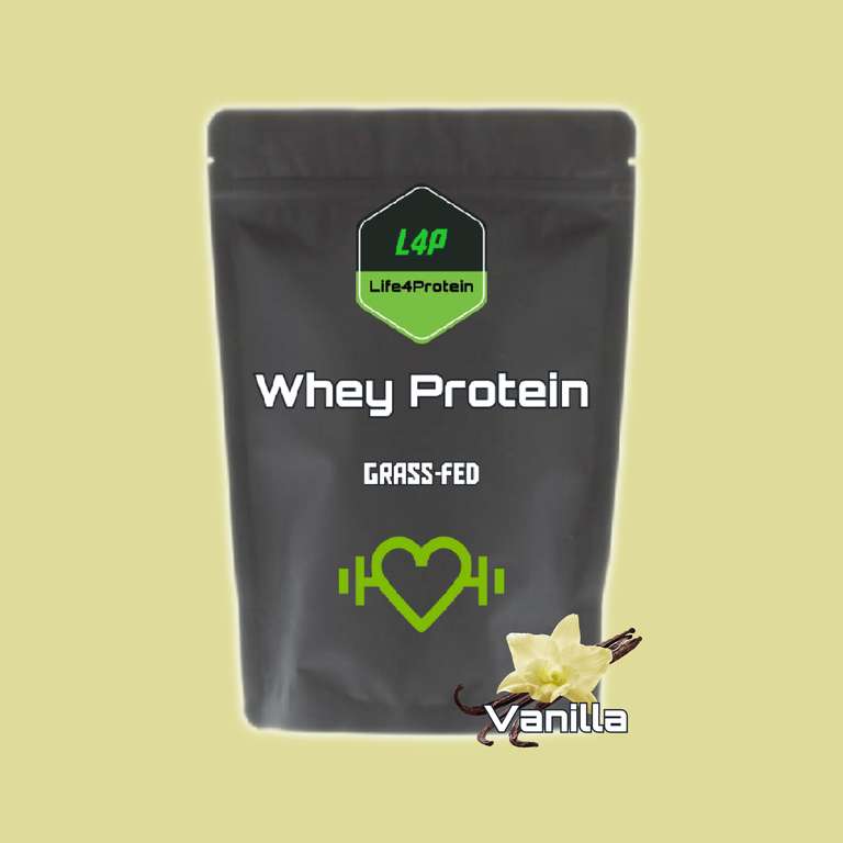 4x 1kg Life4Protein Whey Protein (4 Sorten, Mischung aus Konzentrat & Isolat, von grasgefütterten Freilauf-Kühen)