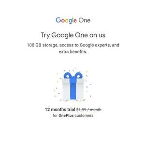 Ausgewählte OnePlus Smartphone-Besitzer: 1 Jahr Google One 100GB Basic-Mitgliedschaft