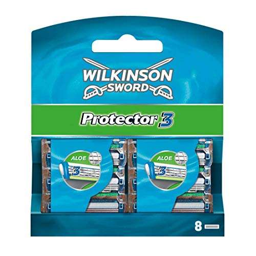 Wilkinson Sword Protector 3 Rasierklingen für Herren Rasierer, 8 Stück (1er Pack) [Prime]