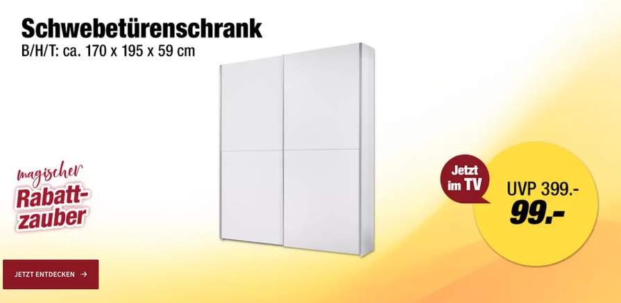 Schwebetürenschrank „Time“ in Weiß bei POCO Möbel für nur 99€