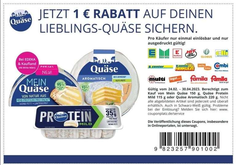 [Kaufland] Quäse Minis Protein 115g (6 Stück) für 0,79€ ab Donnerstag 20.04.23 (Angebot + Coupon)