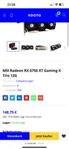 MSI Radeon RX 6750 XT Gaming X Trio 12GB GDDR6 für 150€! + VSK Preisfehler