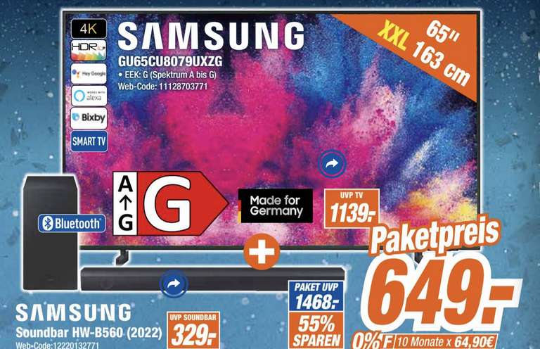 [Lokal] Samsung GU65CU8079 + Samsung Soundbar HW-B560(2022)