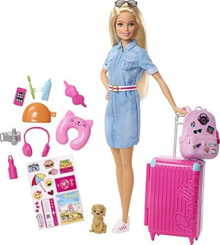 [Amazon] Reise Barbie - mit Hund, Koffer, Stickern und mehr als zehn Accessoires