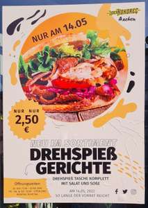 [Lokal Aachen | Lider Kokorec] Drehspieß Tasche komplett mit Salat und Soße - 2,50 € nur am 14.05.2022